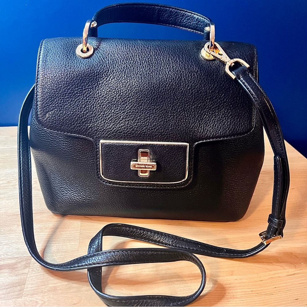 Michael Kors Black Pebble Leather Emery Purse with Turn Lock 🔐 👛 - Picture 2 of 12